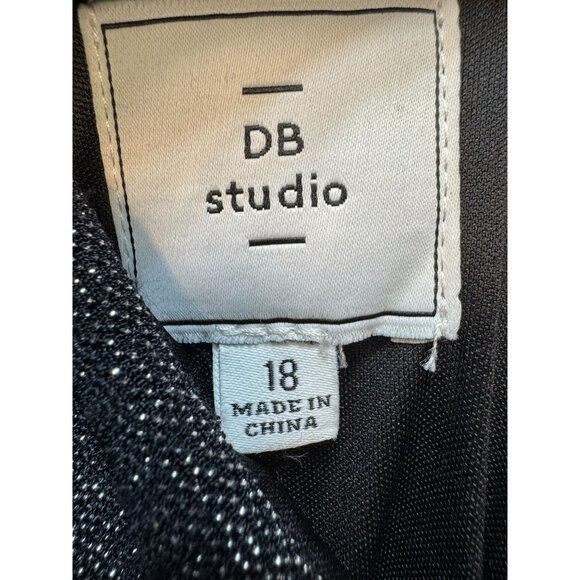 DB Studio Metallic Glitter Corset Dress Size 18 Black/Silver Stretchy Ruche Side - Picture 2 of 16